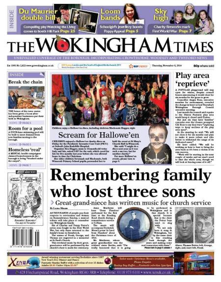 The Wokingham Times front page, November 6th 2014